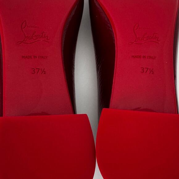 Christian Louboutin Sweetie Jane Flat Ballet Shoes Patent Leather Loubi Red 37.5 - Picture 11 of 14